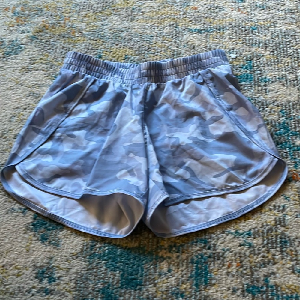 Blue and gray camo all in motion athletic shorts
